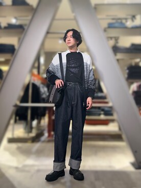 「ARMANI EXCHANGE（アルマーニエクスチェンジ）のアイテム（カーディガン/ボレロ）」を使った、YUUさん（メンズ・174cm）の秋コーディネート