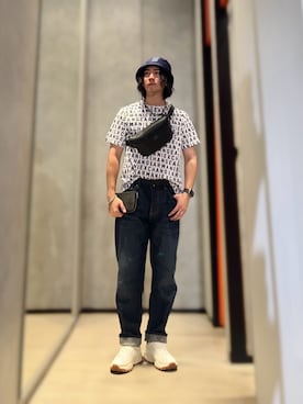 「ARMANI EXCHANGE（アルマーニエクスチェンジ）のアイテム（ハット）」を使った、YUUさん（メンズ・174cm）の夏コーディネート
