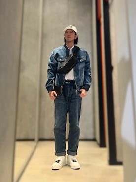 「ARMANI EXCHANGE（アルマーニエクスチェンジ）のアイテム（デニムジャケット）」を使った、YUUさん（メンズ・174cm）の春コーディネート