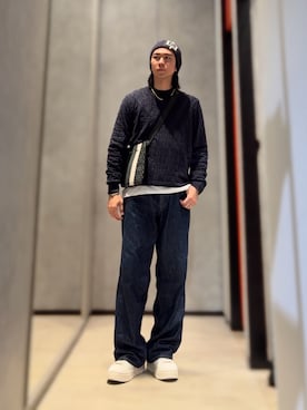 「ARMANI EXCHANGE（アルマーニエクスチェンジ）のアイテム（ニットキャップ/ビーニー）」を使った、YUUさん（メンズ・174cm）の秋コーディネート