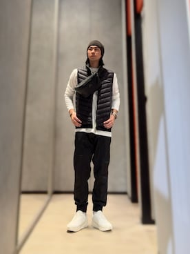 「ARMANI EXCHANGE（アルマーニエクスチェンジ）のアイテム（ニットキャップ/ビーニー）」を使った、YUUさん（メンズ・174cm）の秋コーディネート