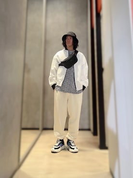 「ARMANI EXCHANGE（アルマーニエクスチェンジ）のアイテム（ハット）」を使った、YUUさん（メンズ・174cm）の夏コーディネート