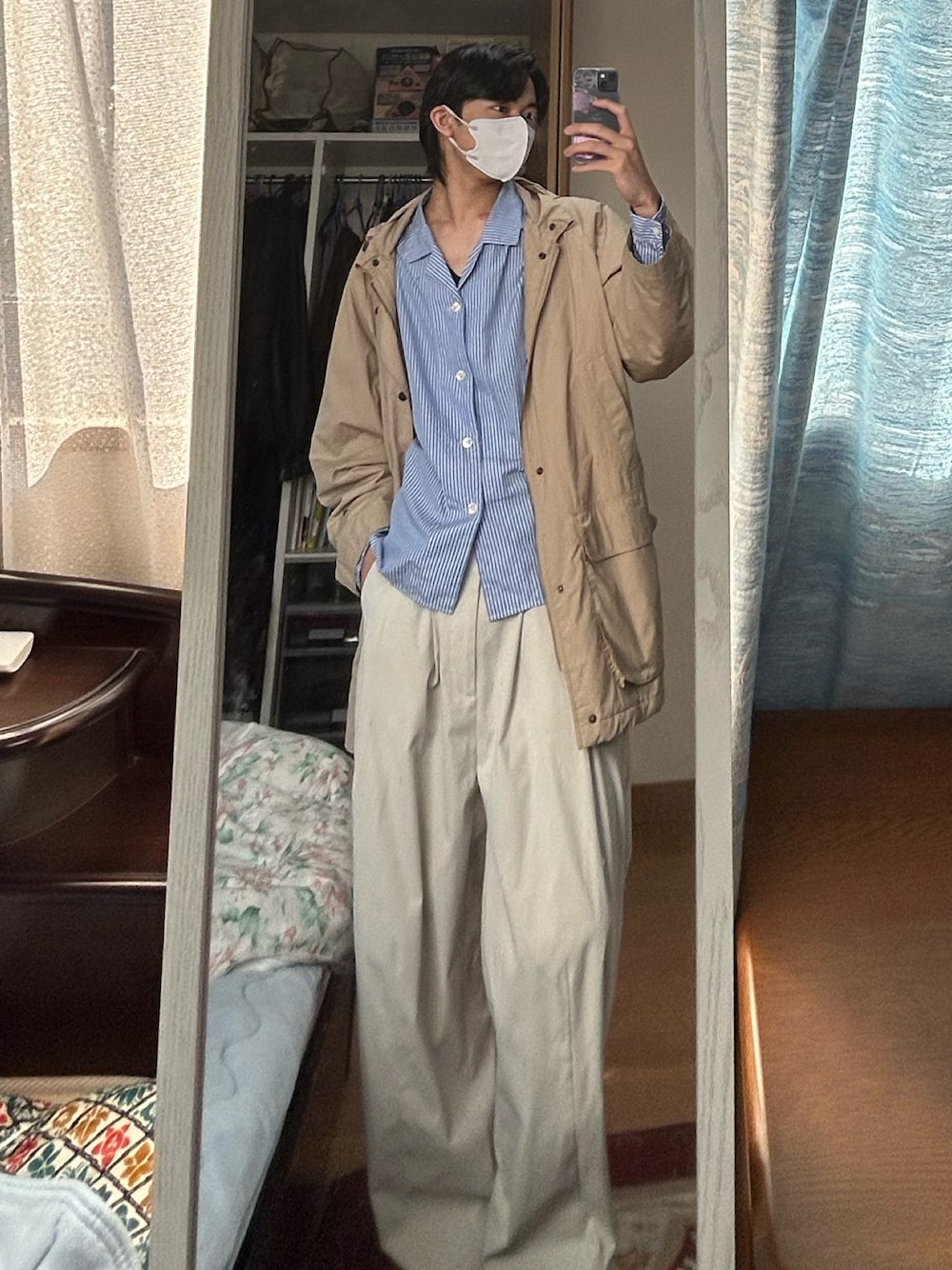 「ほめられ本命コーデ、シンプル、おしゃれさんと繋がりたい、メンズファッション、休日コーデ」｜「BURBERRYのBurberry Logo-Embroidered Cotton-Twill Bomber Jacket（テーラードジャケット、ベージュ系）」を使った、dofy2525さん（メンズ・176cm）の冬コーディネートの1枚目の写真