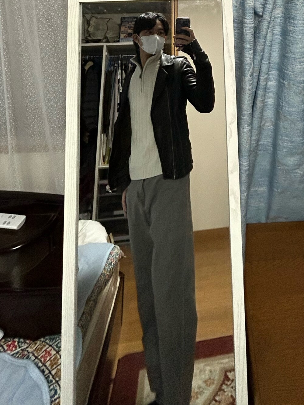 「ほめられ本命コーデ」｜「Rick OwensのRick Owens RICK OWENS Jacket（ライダースジャケット、ブラック系）」を使った、dofy2525さん（メンズ・176cm）の冬コーディネートの1枚目の写真
