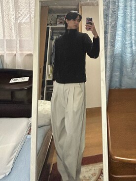 「remer（リメール）のアイテム（スラックス）」を使った、dofy2525さん（メンズ・176cm）の冬コーディネート