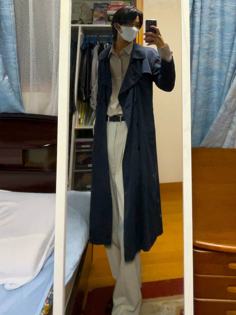 「ECHELLE LiberteのBURBERRY CHELSEA TRENCH COAT バーバリー チェルシー トレンチコート（トレンチコート、ブルー系）」を使った、dofy2525さん（メンズ・176cm）の秋コーディネートの1枚目の写真