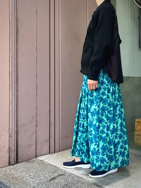 「フラワープリント」｜「アイテム（ブルゾン）」を使った、munich05さん（レディース・167cm）の夏コーディネート