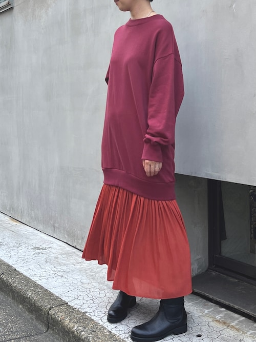 セール】裏毛×ジョーゼットスウェットワンピース（ワンピース