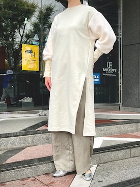 「サテンパンツ」｜「アイテム（ワンピース）」を使った、munich05さん（レディース・167cm）の秋コーディネート