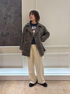 「アイテム（ピーコート）」を使った、yoshimiさん（レディース・163cm）の冬コーディネート