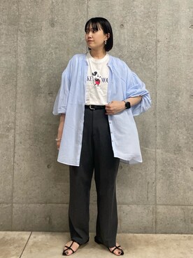「fredy emue（フレディエミュ）の【fredyemueフレディエミュ】ドロストボリュームシャツブラウス（シャツ/ブラウス）」を使った、yoshimiさん（レディース・163cm）の春コーディネート
