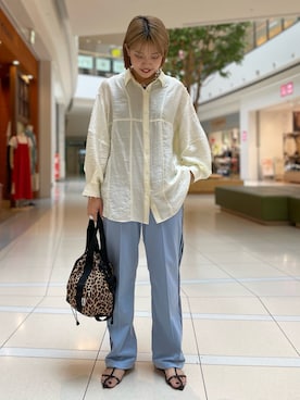 「とろみシャツ」｜yoshimiさん（レディース・163cm）の夏コーディネート