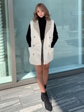 「RESEXXY（リゼクシー）のアイテム（ベスト）」を使った、shioriさん（レディース・154cm）の秋コーディネート