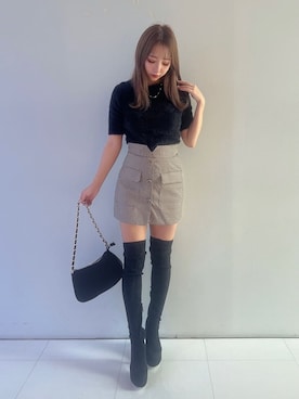 「RESEXXY（リゼクシー）のキルティングチェーンバッグ（ショルダーバッグ）」を使った、shioriさん（レディース・154cm）の秋コーディネート