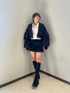 「jouetie（ジュエティ）のアイテム（MA-1）」を使った、HIKARU さん（レディース・161cm）の秋コーディネート
