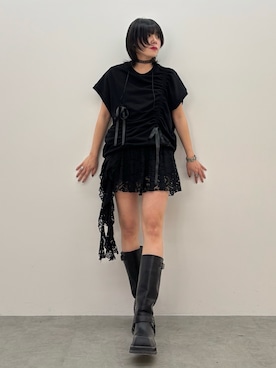 「アイテム（ネックレス、ブラック系）」を使った、HIKARU さん（レディース・161cm）の春コーディネート