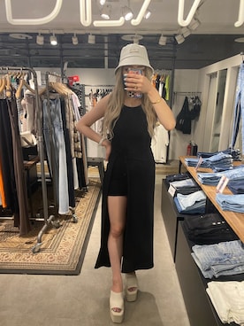 「GYDA（ジェイダ）のアイテム（ハット）」を使った、kahoさん（レディース・161cm）の夏コーディネート