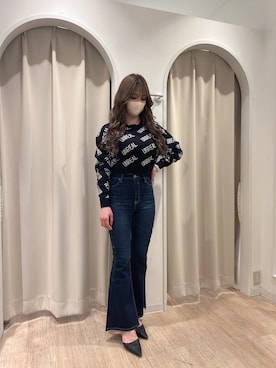 「ロゴニット」｜「アイテム（パンプス）」を使った、kahoさん（レディース・161cm）の冬コーディネート