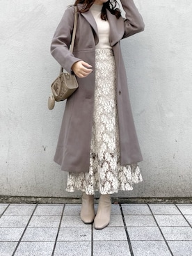「レーススカート」｜「アイテム（その他アウター）」を使った、kanaさん（レディース・163cm）の秋コーディネート
