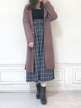 「アイテム（その他アウター、ピンク系）」を使った、kanaさん（レディース・163cm）の秋コーディネート