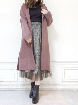 「アイテム（その他アウター、ピンク系）」を使った、kanaさん（レディース・163cm）の秋コーディネート