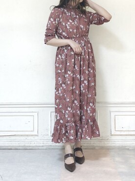 「dazzlin（ダズリン）のミニフラワーフリルワンピース（ワンピース）」を使った、kanaさん（レディース・163cm）の夏コーディネート