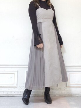 「dazzlin（ダズリン）のサイドプリーツドレスジャンスカ（ワンピース）」を使った、kanaさん（レディース・163cm）の秋コーディネート