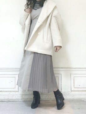 「dazzlin（ダズリン）のサイドプリーツドレスジャンスカ（ワンピース）」を使った、kanaさん（レディース・163cm）の秋コーディネート