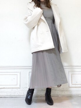 「dazzlin（ダズリン）のサイドプリーツドレスジャンスカ（ワンピース）」を使った、kanaさん（レディース・163cm）の秋コーディネート