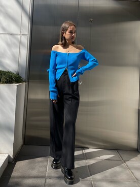 ニット セーター フロントジップオフショルニットトップス レディース フロントジップオフショルニットトップス[品番：MKSW0057307