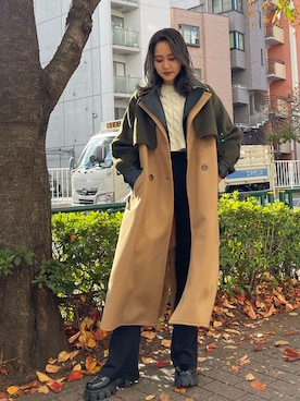 「EVRIS（エヴリス）のアイテム（その他アウター）」を使った、yumekaさん（レディース・164cm）の秋コーディネート