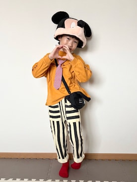 「p.premier（ピードットプルミエ）のアイテム」を使った、Genさん（キッズ・120cm）の秋コーディネート