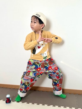 「アイテム（アクセサリー）」を使った、Genさん（キッズ・110cm）の秋コーディネート