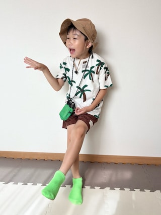 「pairmanon(ペアマノン)の【さらっと快適】タグ付き アクティブハーフパンツ(その他パンツ)」を使った、Genさん(キッズ・120cm)の夏コーディネート