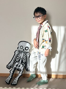 「アイテム（スウェットパンツ）」を使った、Genさん（キッズ・110cm）の秋コーディネート
