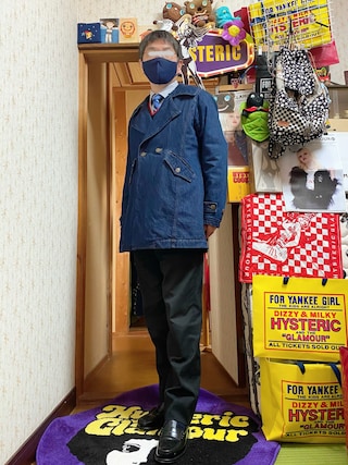 美品】HYSTERIC GLAMOUR ファーカラーAラインデニムコート HYSTERIC