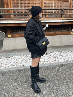 「GUコーデ」｜「アイテム（ニットキャップ/ビーニー）」を使った、mnrmogumoguさん（レディース・156cm）の冬コーディネート