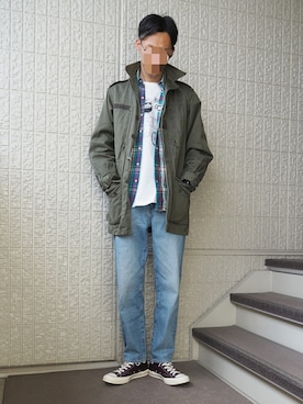 「BIG MIKE（ビッグマイク）のアイテム」を使った、k.E.nさん（メンズ・180cm）の春コーディネート