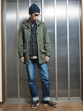 「アイテム（ダウンベスト）」を使った、k.E.nさん（メンズ・180cm）の冬コーディネート