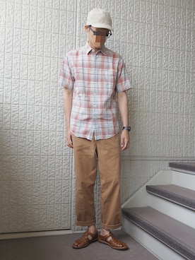 「niko and...（ニコアンド）のアイテム（チノパンツ）」を使った、k.E.nさん（メンズ・180cm）の夏コーディネート