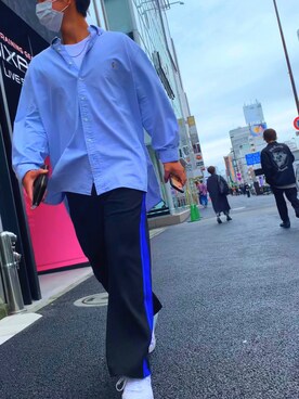 「RAGEBLUE（レイジブルー）のアイテム（スウェットパンツ）」を使った、pookoさん（メンズ・177cm）の秋コーディネート