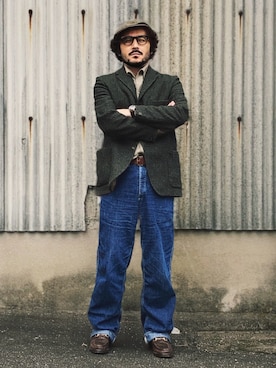 「アイテム（ハンチング/ベレー帽）」を使った、koppaさん（メンズ・169cm）の秋コーディネート