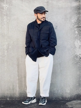 「CA4LA（カシラ）のアイテム（帽子）」を使った、koppaさん（メンズ・169cm）の春コーディネート