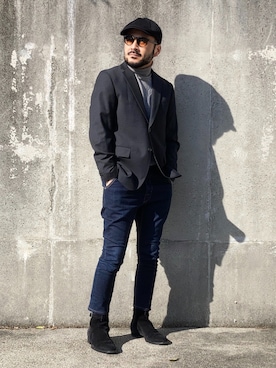 「アイテム（ハンチング/ベレー帽）」を使った、koppaさん（メンズ・169cm）の秋コーディネート
