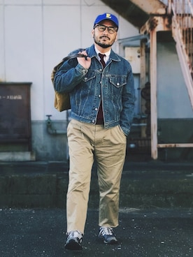 「アイテム（チノパンツ）」を使った、koppaさん（メンズ・169cm）の秋コーディネート