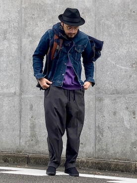 「ハットコーデ」｜「アイテム（スリッポン）」を使った、koppaさん（メンズ・169cm）の冬コーディネート