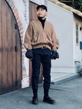 「NIKE（ナイキ）のアイテム（MA-1）」を使った、koppaさん（メンズ・169cm）の秋コーディネート