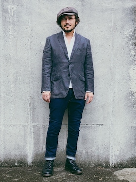 「アイテム（キャスケット）」を使った、koppaさん（メンズ・169cm）の秋コーディネート