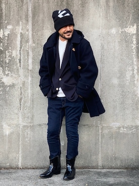 「アイテム（ダッフルコート）」を使った、koppaさん（メンズ・169cm）の秋コーディネート