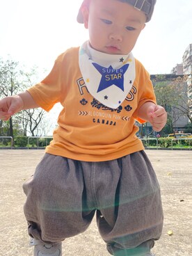 「roots（ルーツ）のアイテム」を使った、ashandaqua2021さん（キッズ・80cm）の春コーディネート